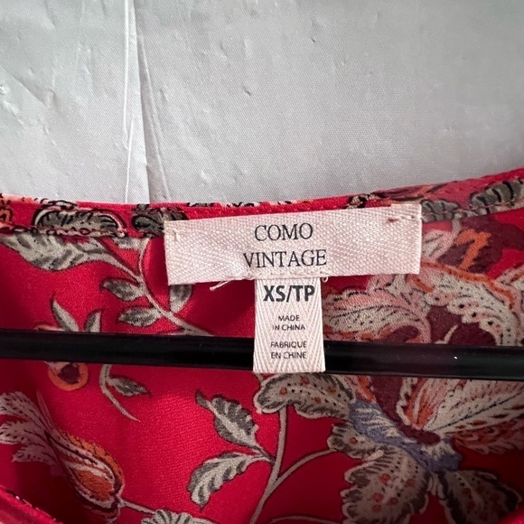 COMP vintage red floral top size xs - Picture 2 of 4